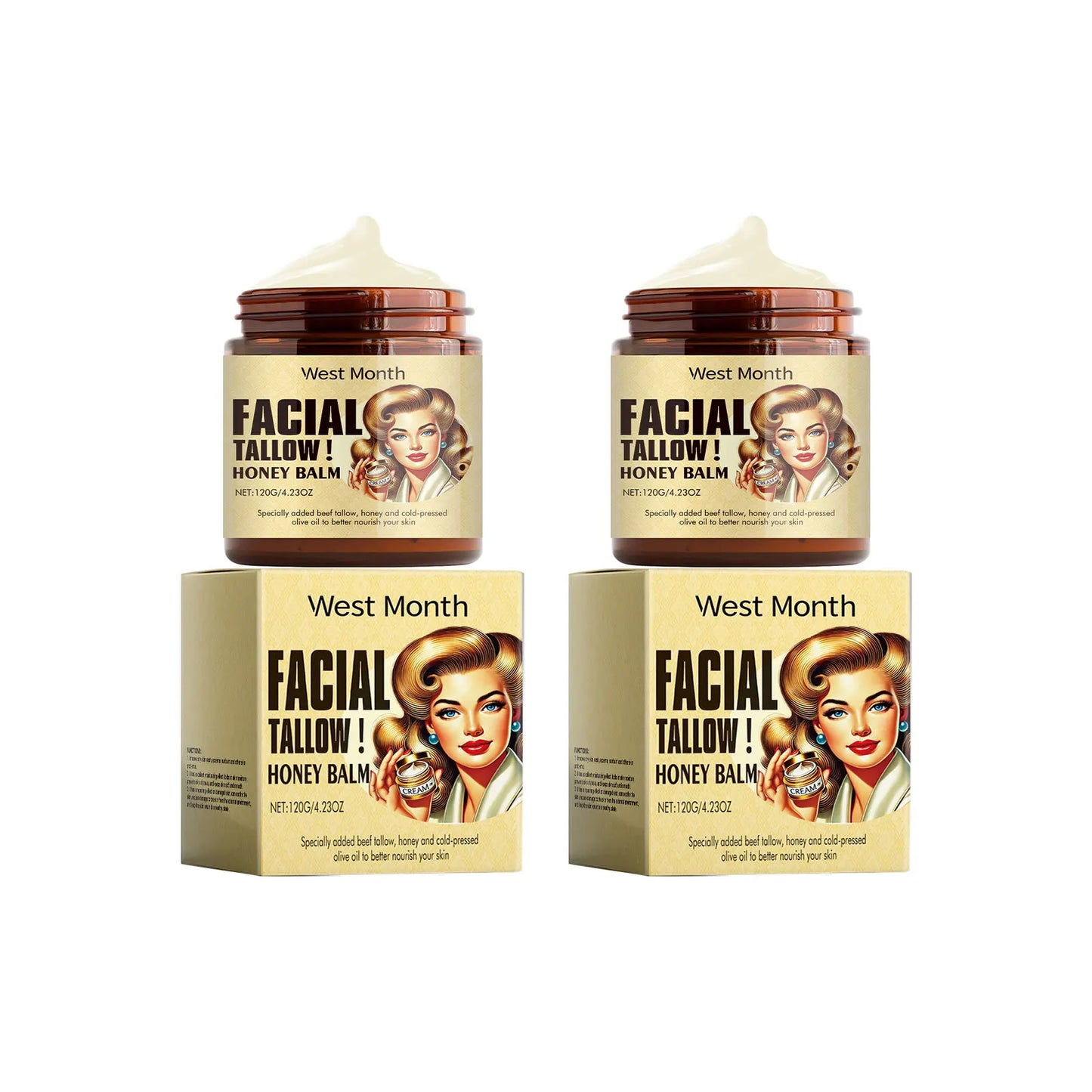 Crème Visage au Suif de Bœuf — Hydratation Profonde & Élasticité