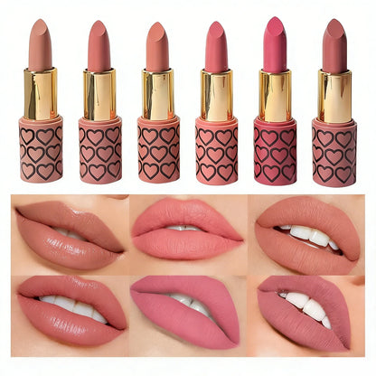 Coffret 6 Rouges à Lèvres Mats Nude — Longue Tenue