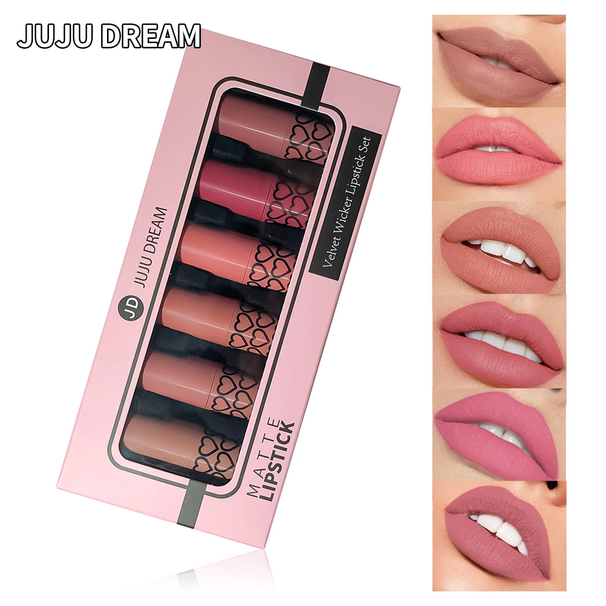 Coffret 6 Rouges à Lèvres Mats Nude — Longue Tenue